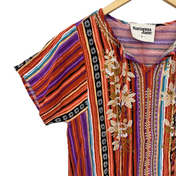 SAVANNA JANE Blouse Mazie Embroidered Lightweight Boho - Picture 3 of 10